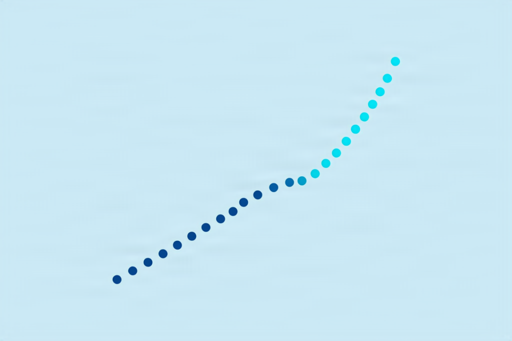AI Adoption illustration with dots and a rising trend line